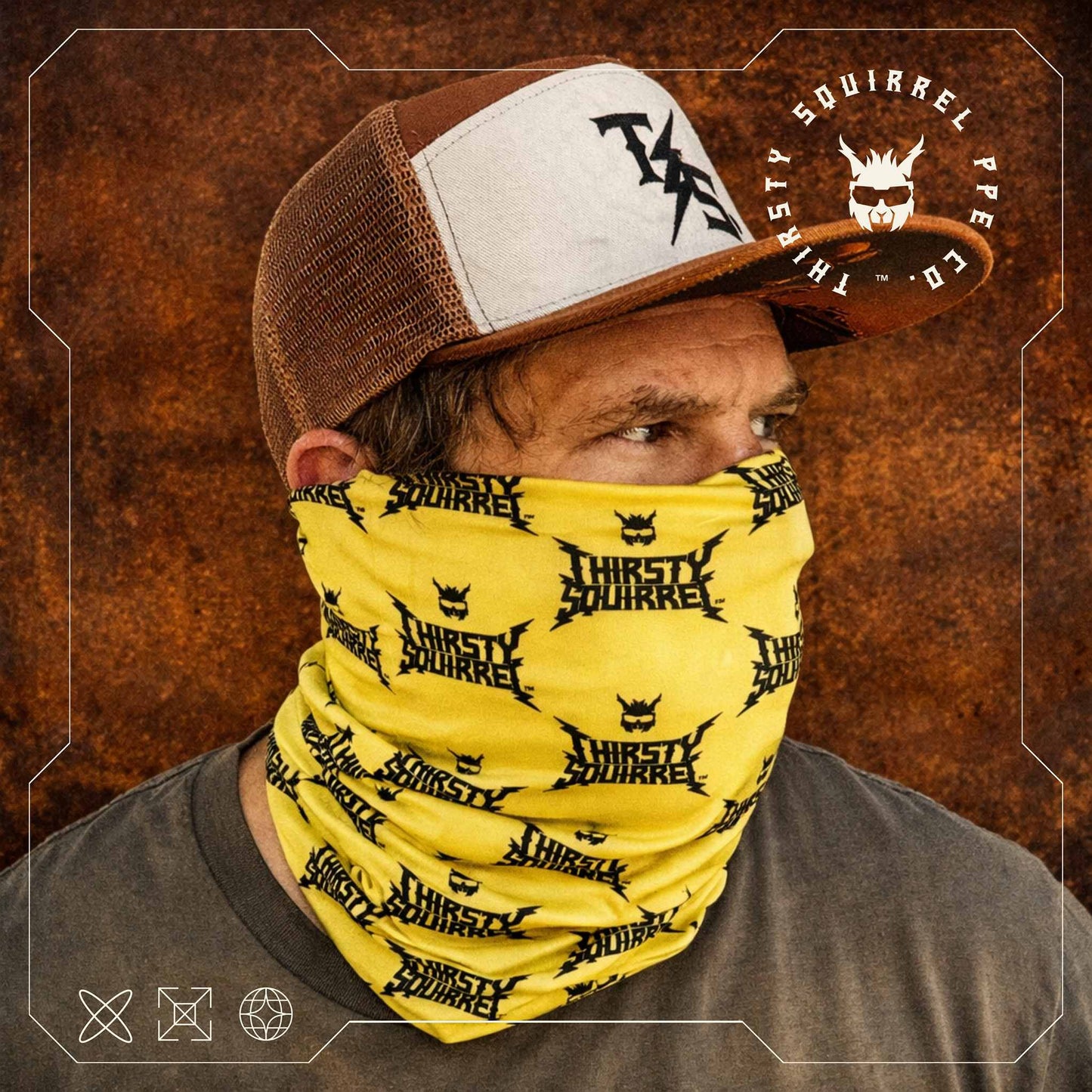 Thirsty Squirrel Face Sock - UPF 50 Yellow & Black Face Sock