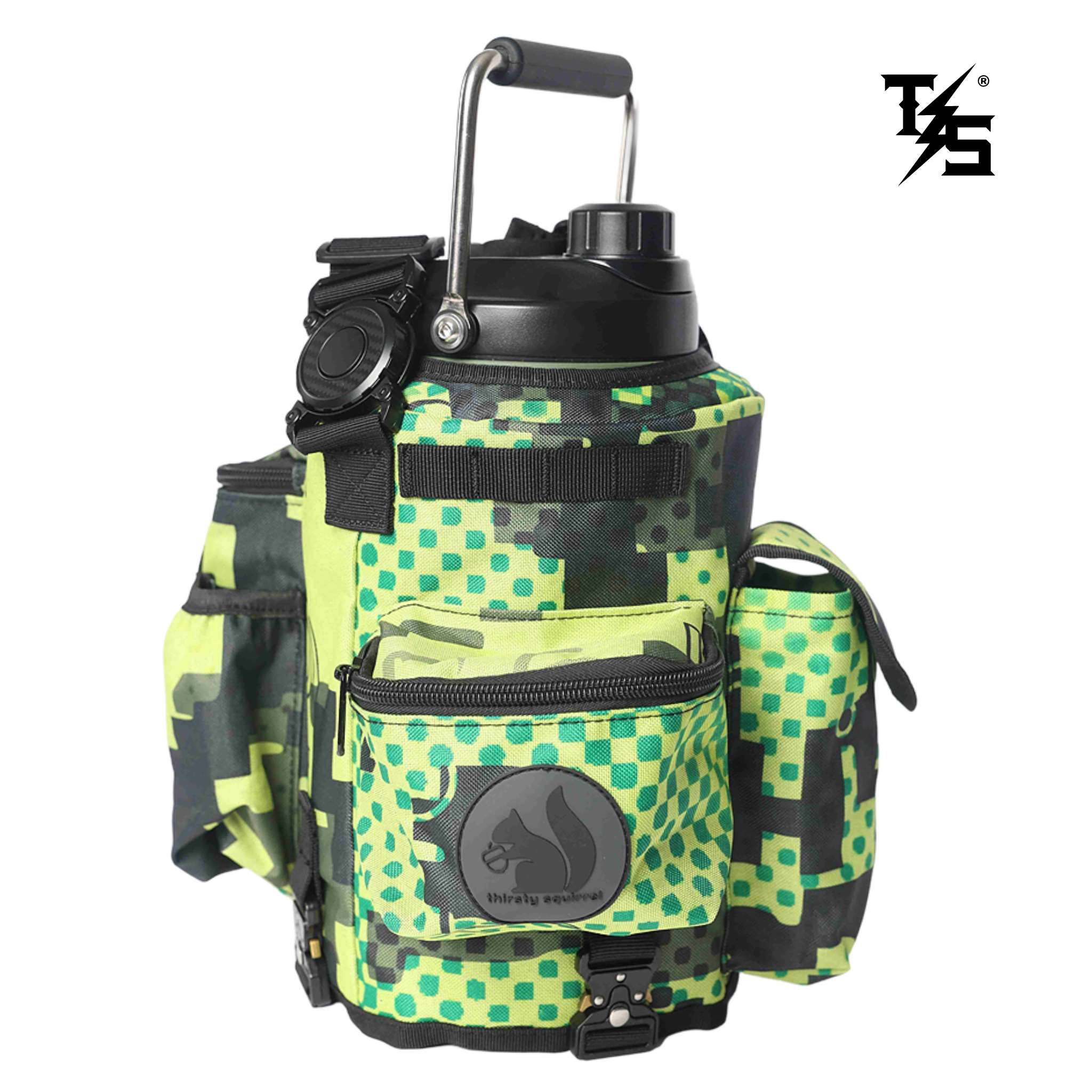 Thirsty Squirrel OG Water Bottle Cover Green & Yellow Camo
