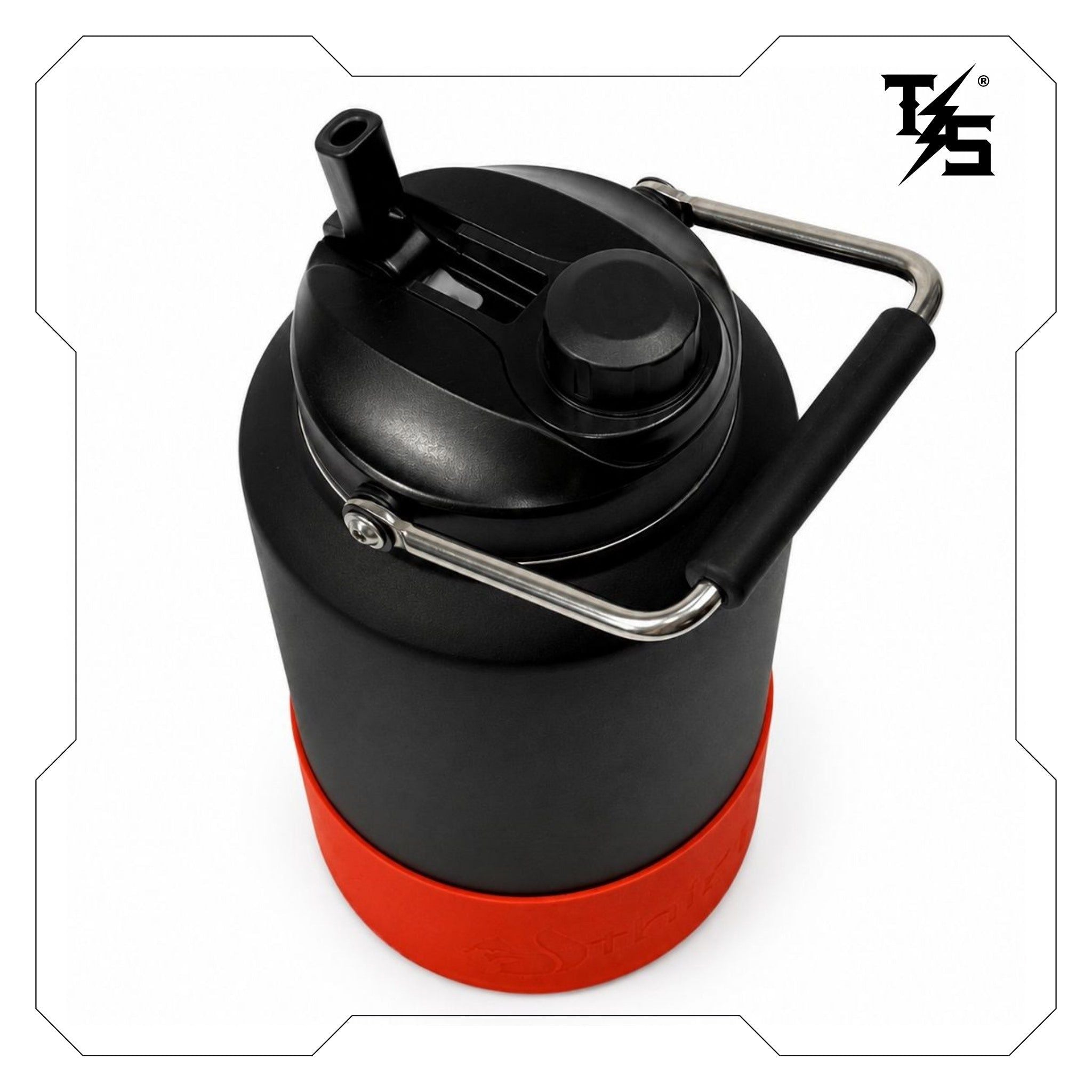 3.8L Water Bottle | Black & Orange