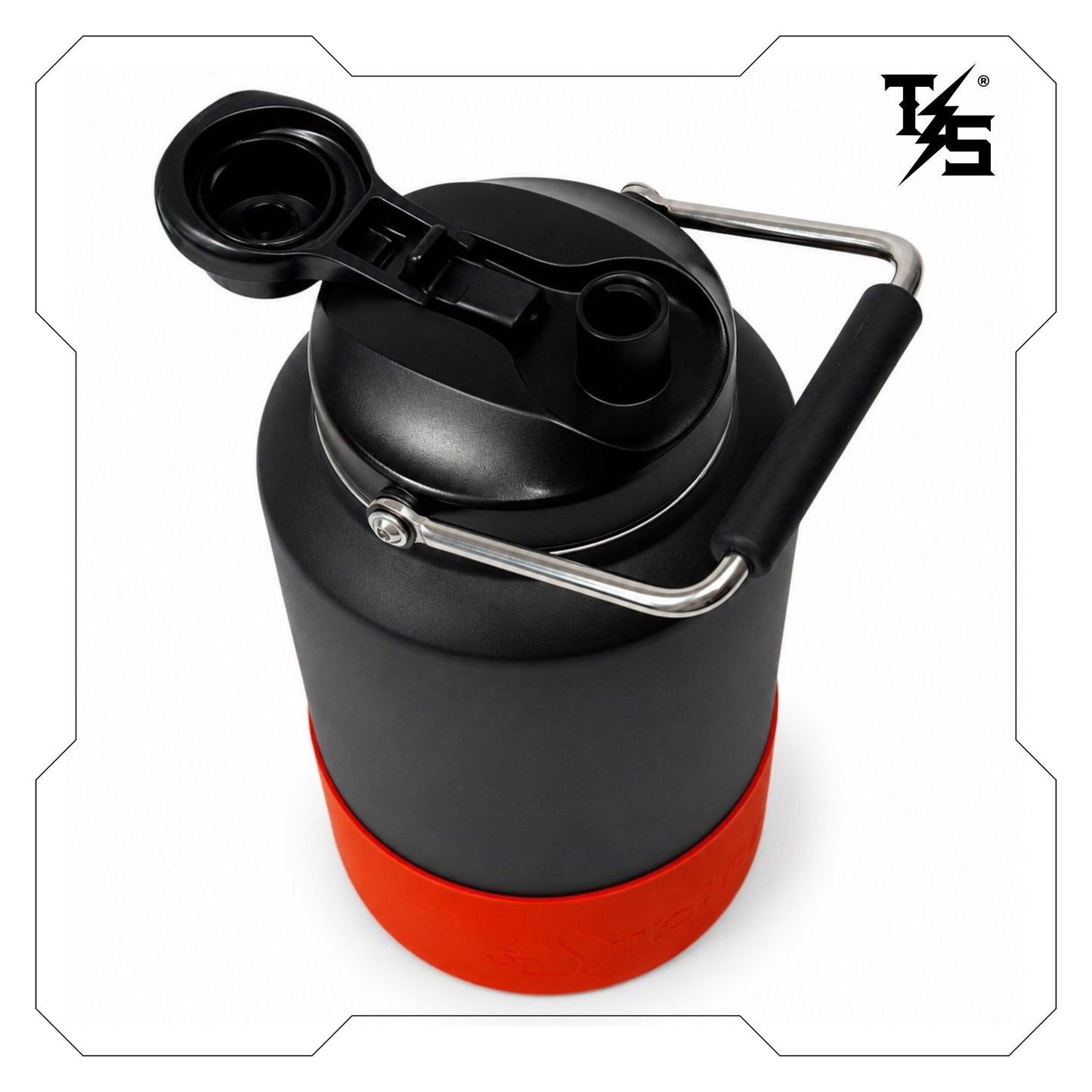 3.8L Water Bottle | Black & Orange