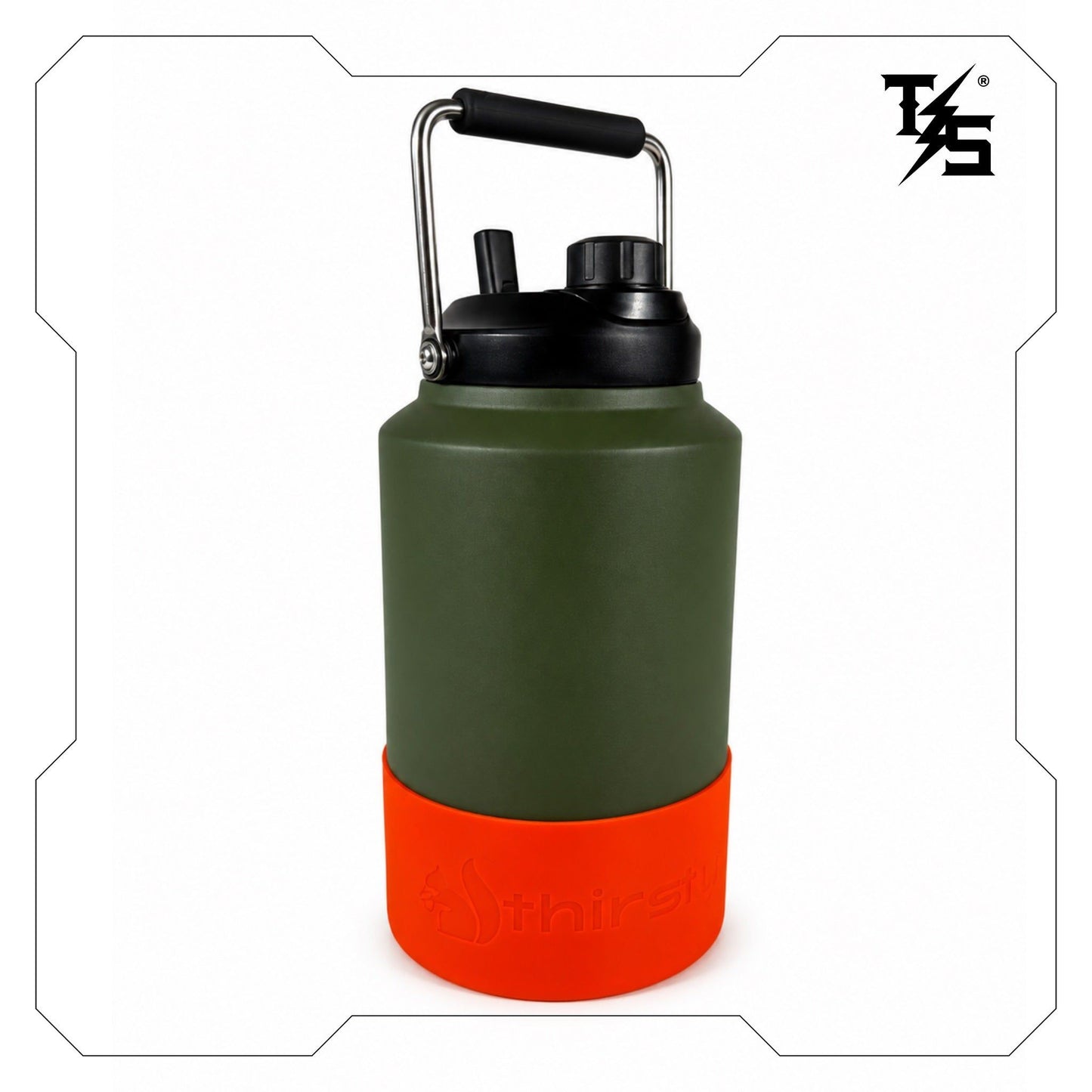 3.8L Water Bottle | Green & Orange