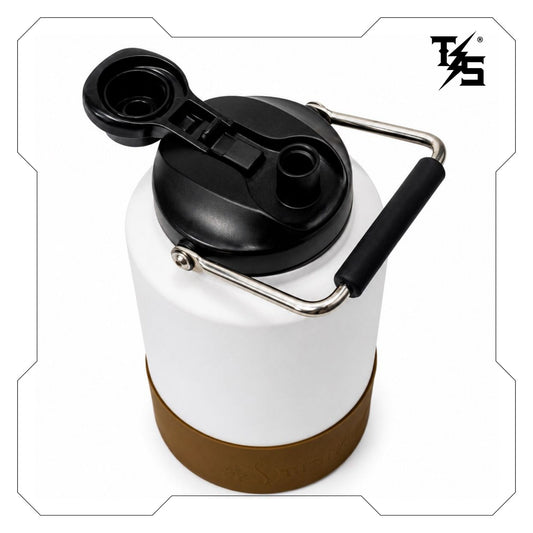 3.8L Water Bottle | White & Brown