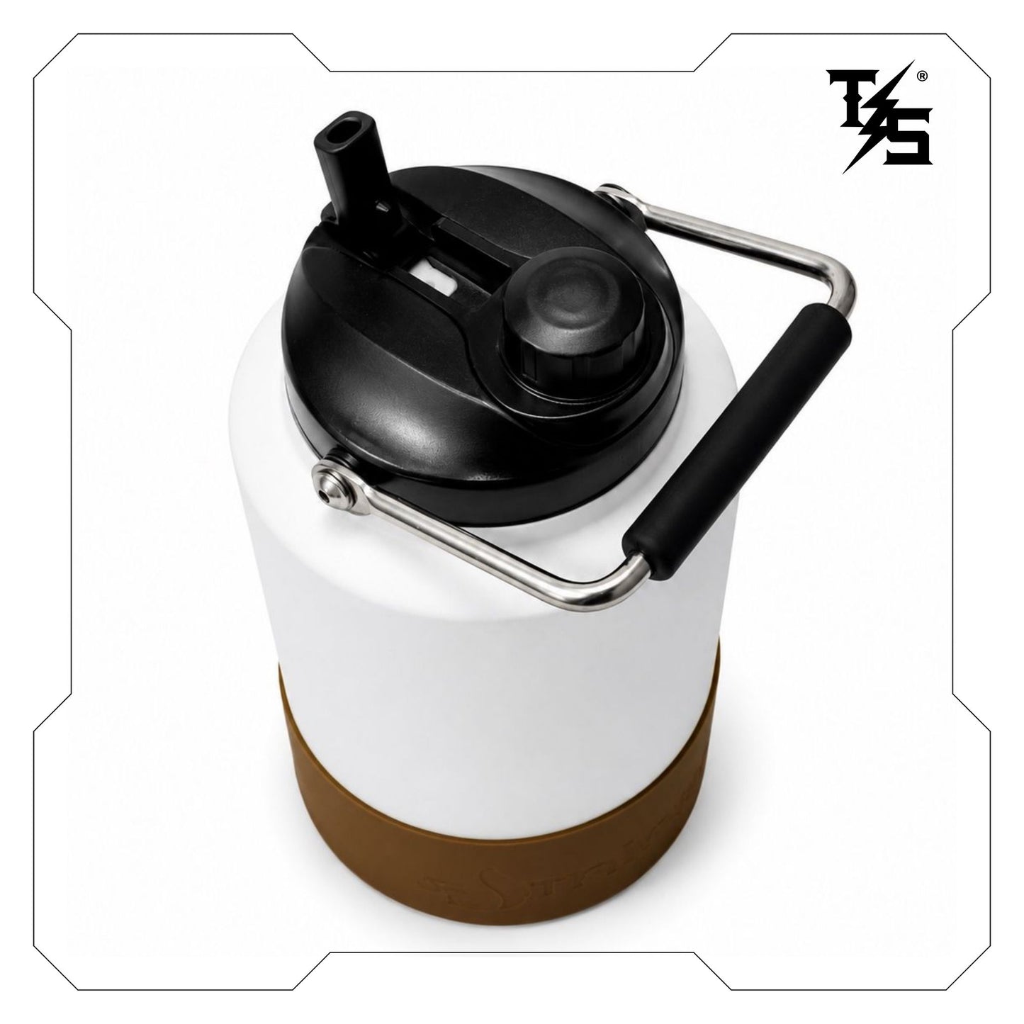 3.8L Water Bottle | White & Brown