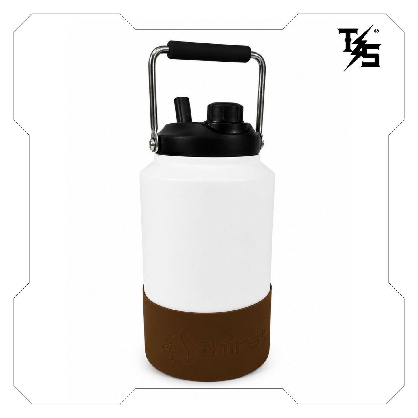 3.8L Water Bottle | White & Brown