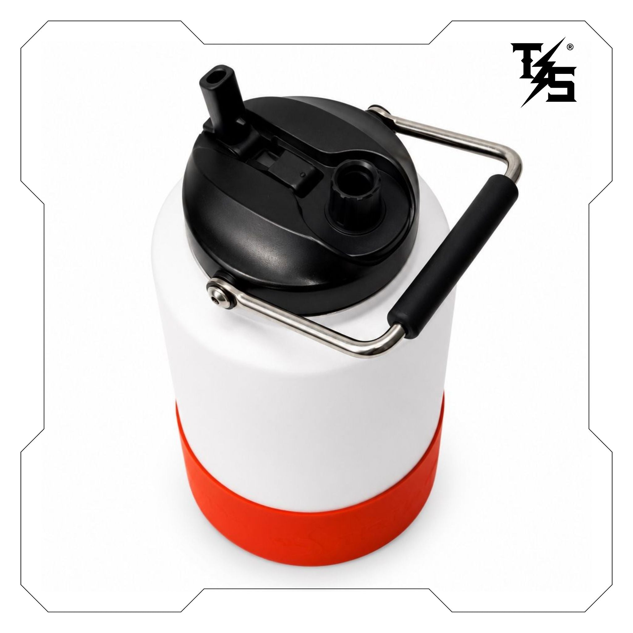 3.8L Water Bottle | White & Orange