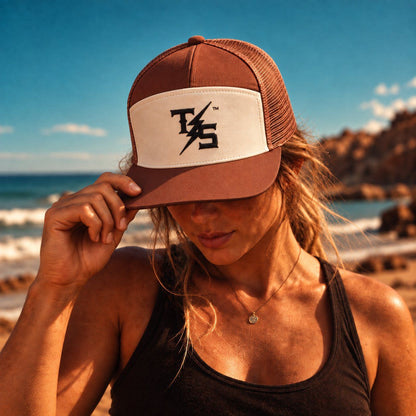 Snapback Cap | Brown & White
