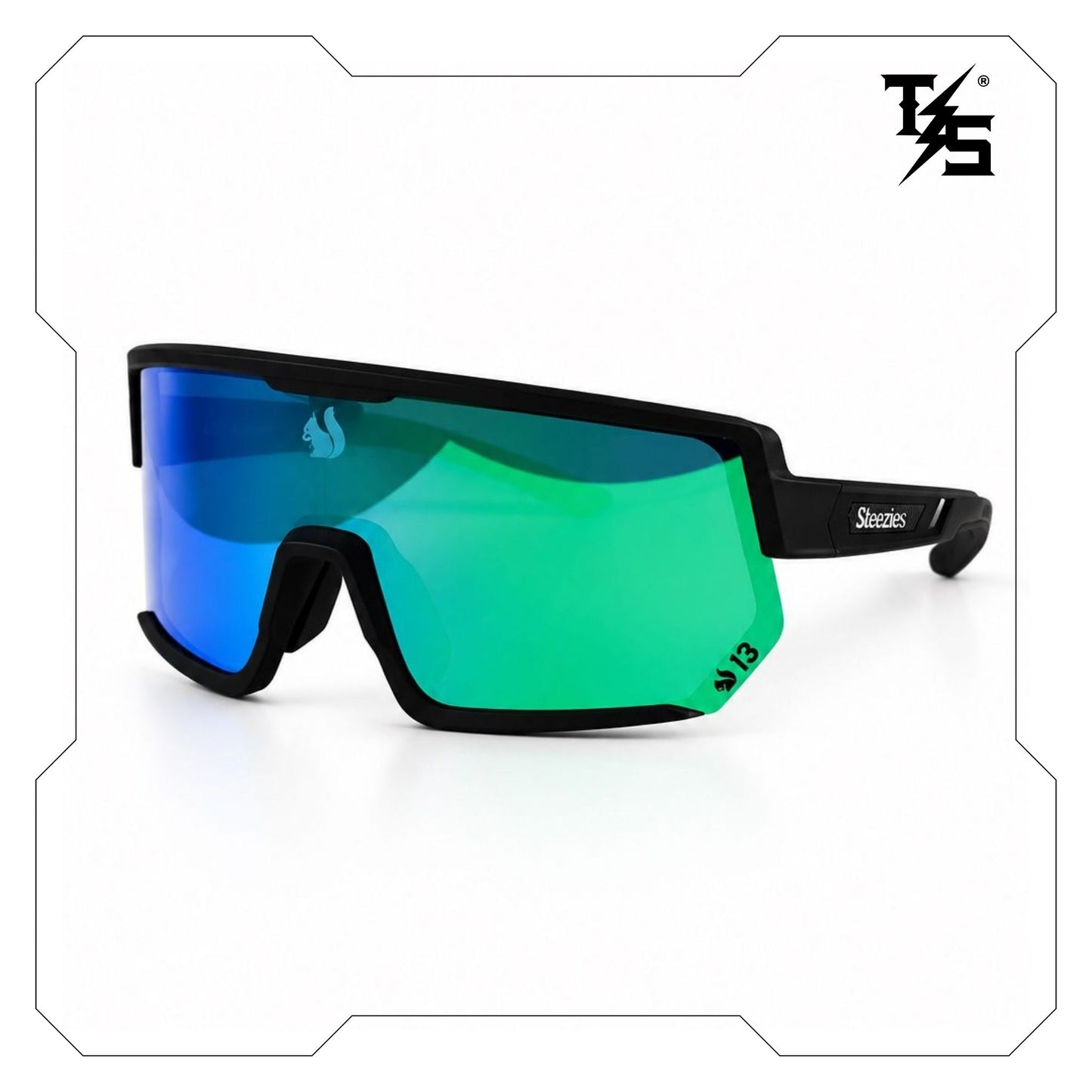Steezies  - Safety Glasses | AS/NZS 1337.1 , Black Frame , Green/Blue Lens