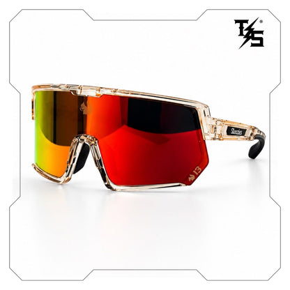 Steezies  - Safety Glasses | AS/NZS 1337.1 Certified , Gold Frame , Red Lens