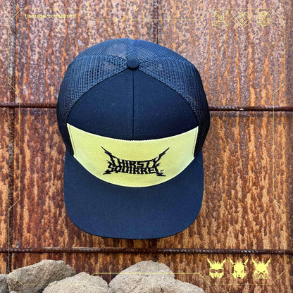 Thirsty Squirrel Black and Yellow Snapback Cap