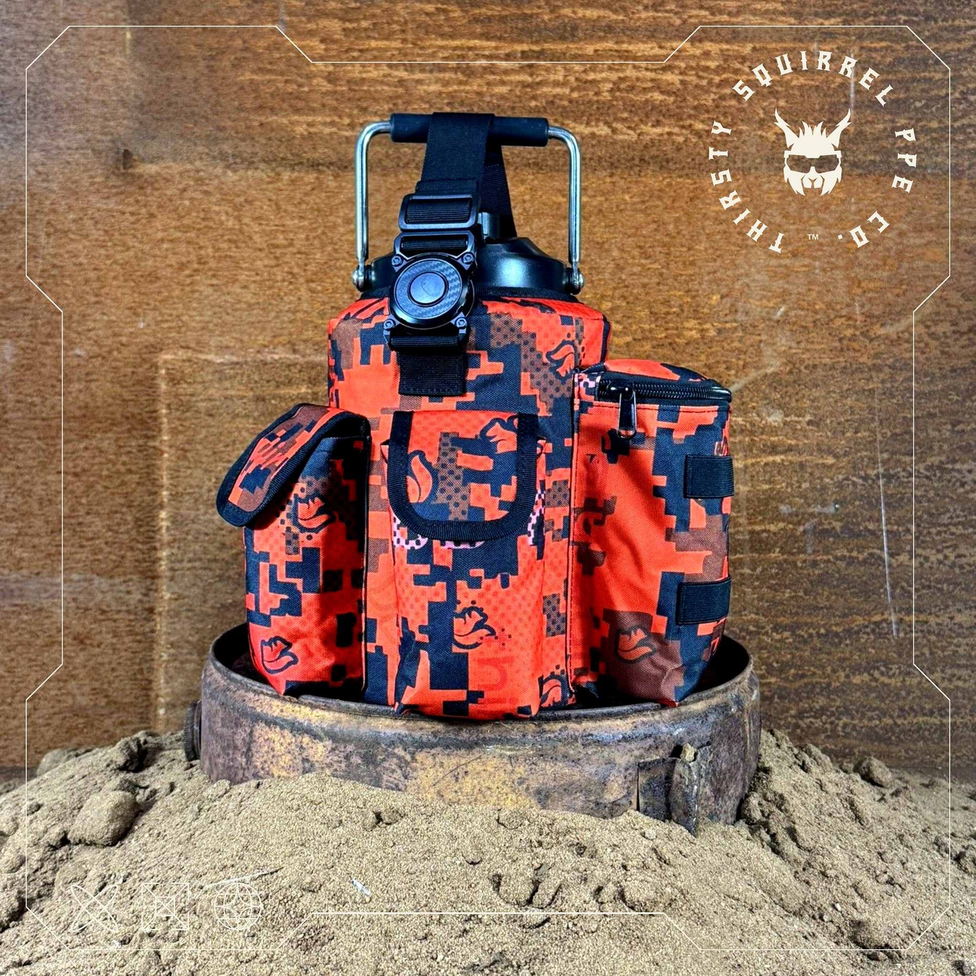 Thirsty Squirrel OG Water Bottle Cover Orange Camo