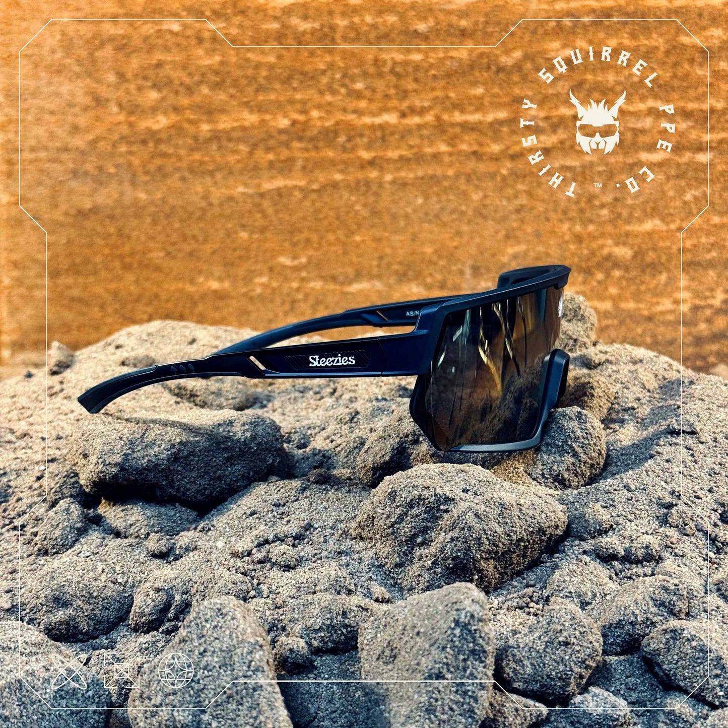 Steezies - Safety Glasses - Black Frame With Gold Lens