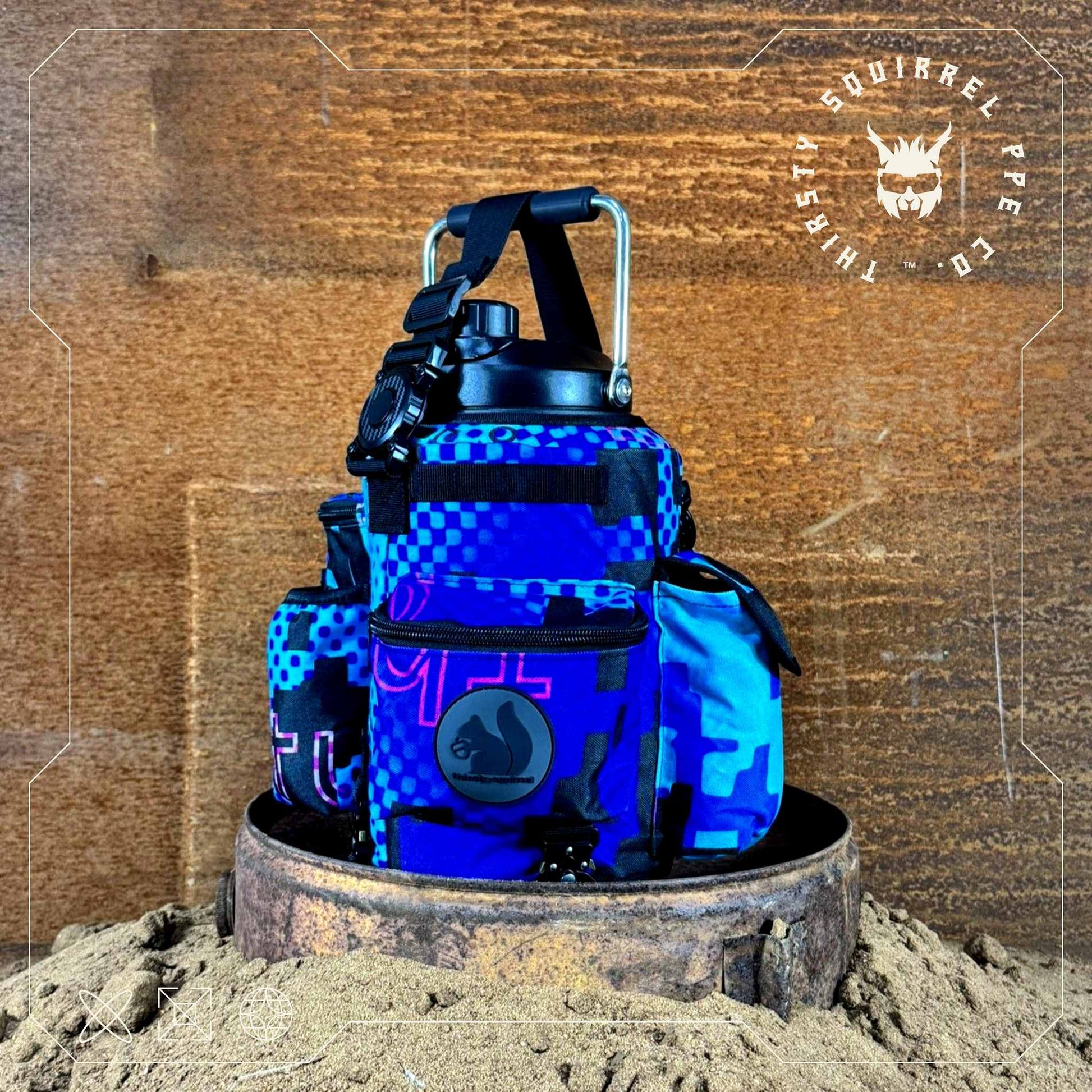 Water Bottle Cover , Blue Camo – Thirsty Squirrel OG | Fits 3.8L Bottle