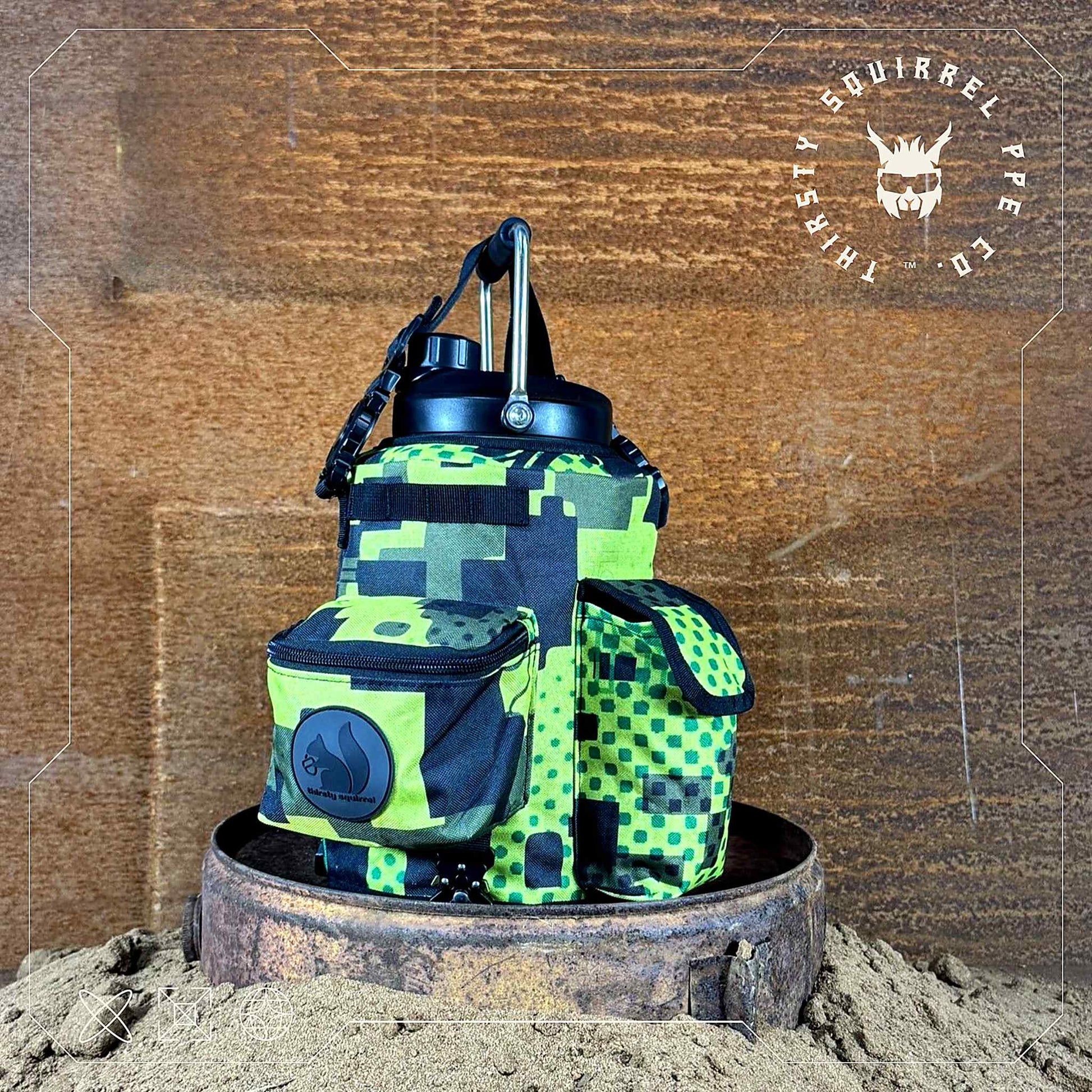 Thirsty Squirrel OG Water Bottle Cover Green & Yellow Camo
