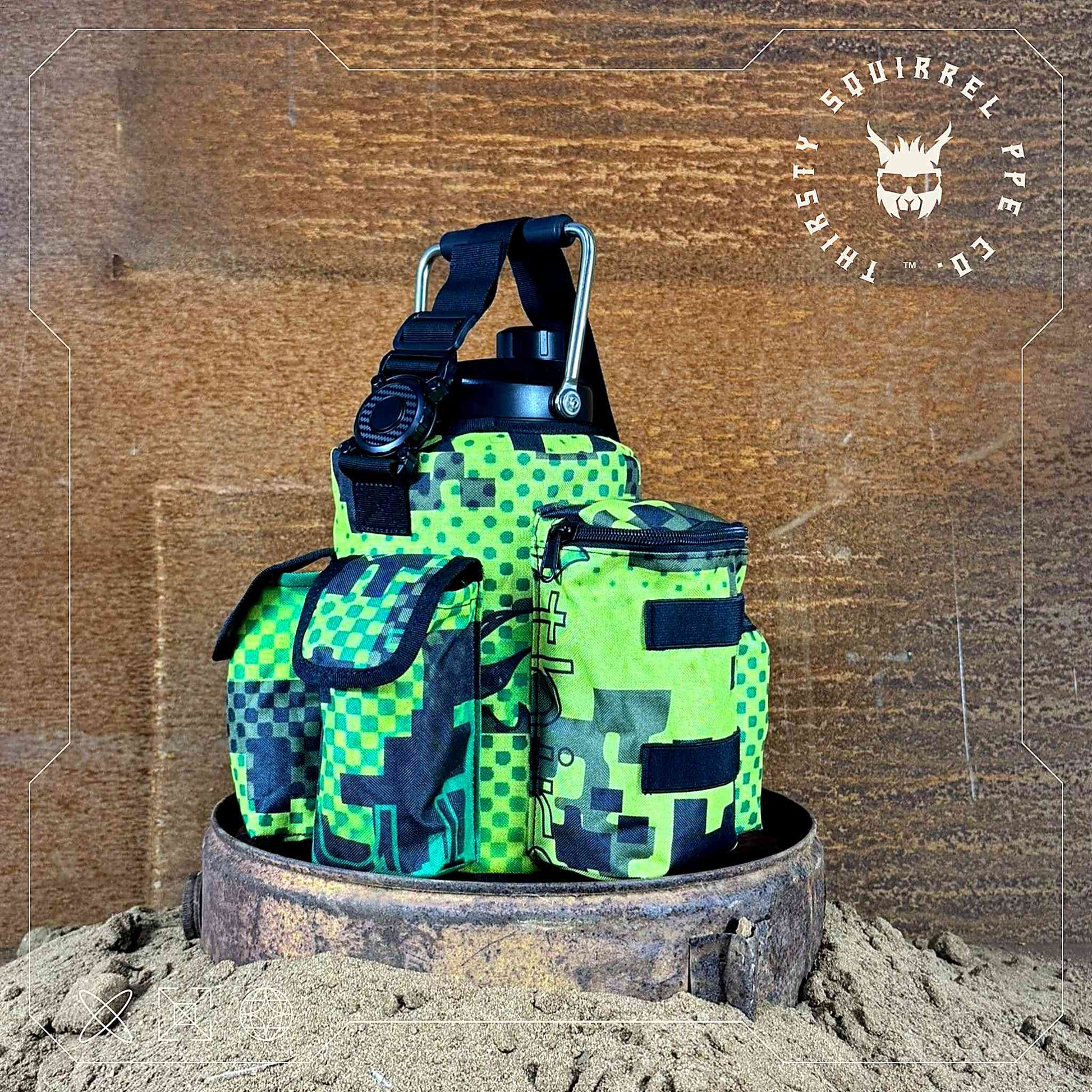 Thirsty Squirrel OG Water Bottle Cover Green & Yellow Camo