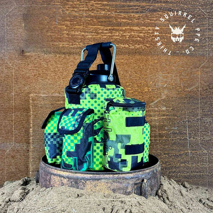Thirsty Squirrel OG Water Bottle Cover Green & Yellow Camo