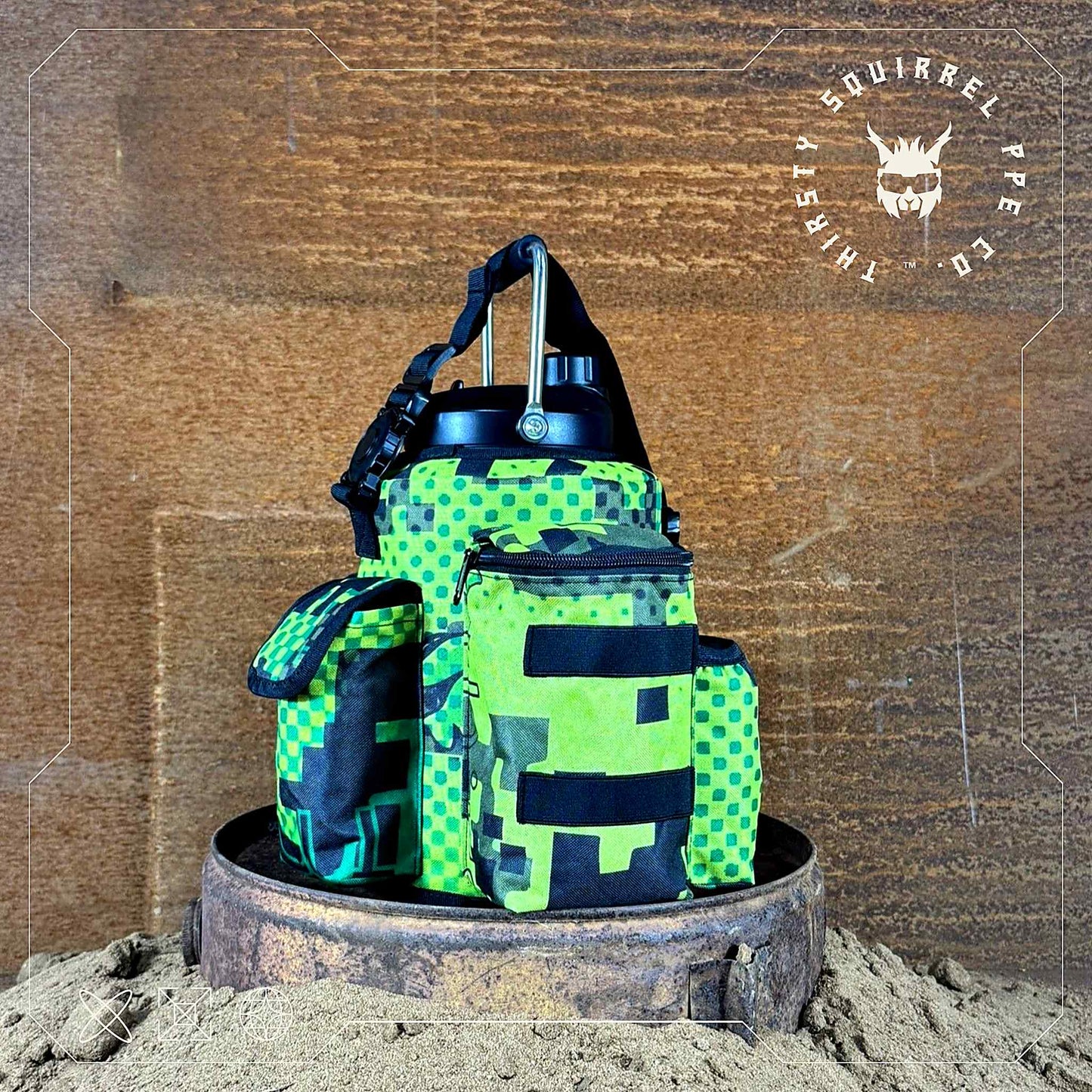 Thirsty Squirrel OG Water Bottle Cover Green & Yellow Camo