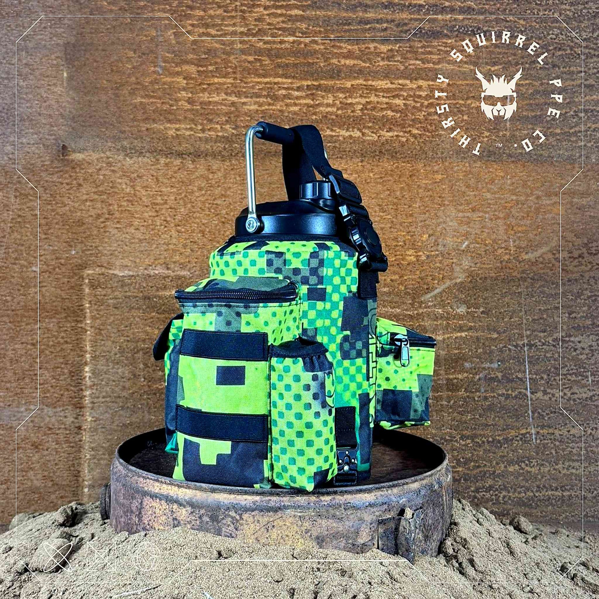 Thirsty Squirrel OG Water Bottle Cover Green & Yellow Camo