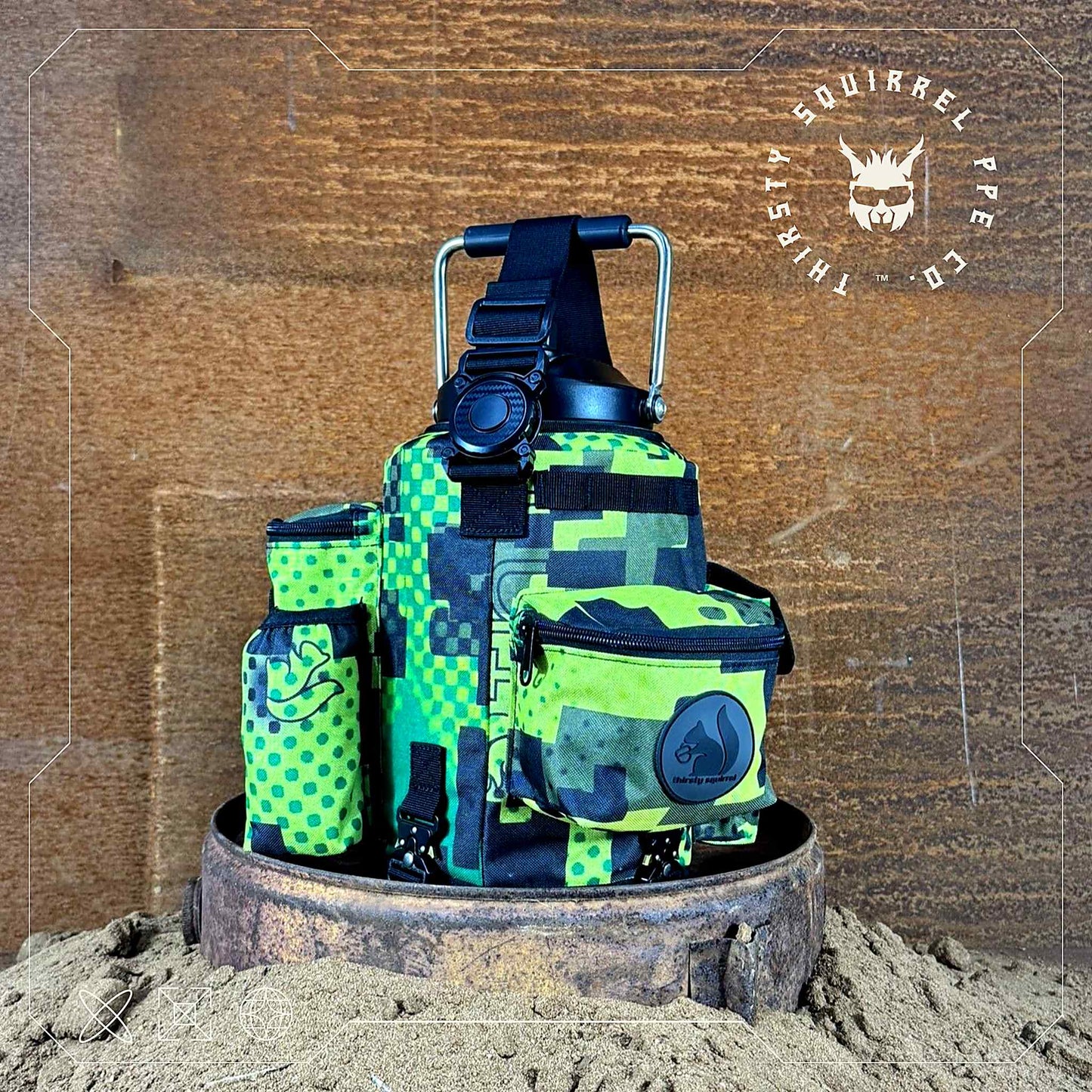 Thirsty Squirrel OG Water Bottle Cover Green & Yellow Camo