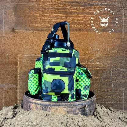 Thirsty Squirrel OG Water Bottle Cover Green & Yellow Camo