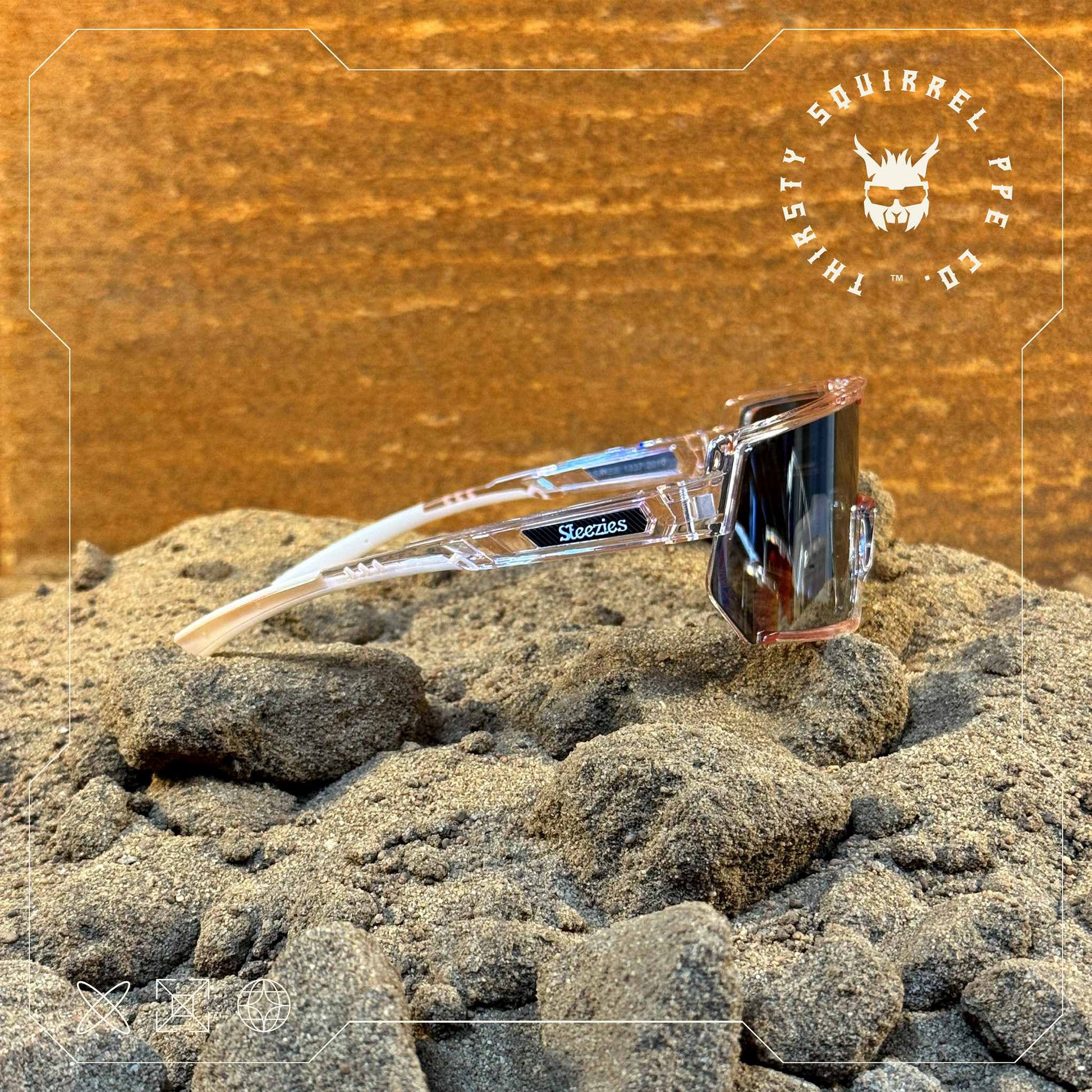 Steezies - Safety Glasses - Pink Frame With Silver Lens