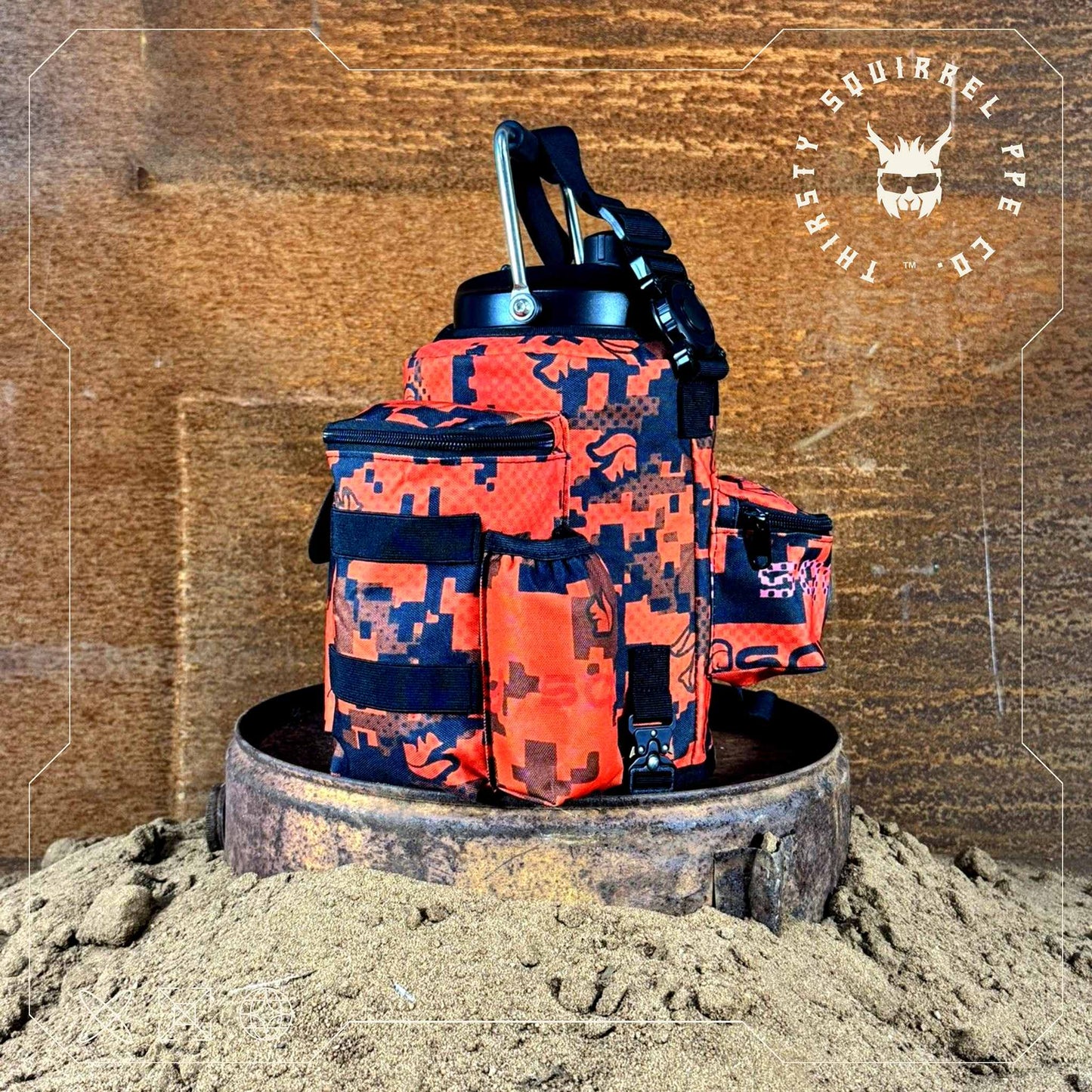 Thirsty Squirrel OG Water Bottle Cover Orange Camo