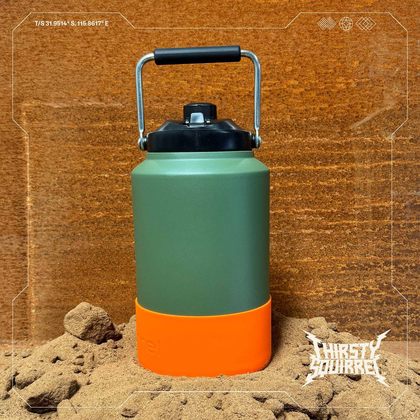 Thirsty Squirrel Water Bottle Green-Orange 3.8L
