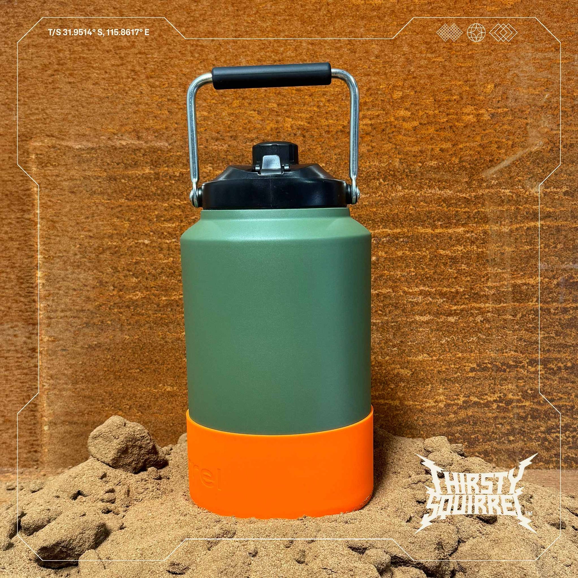 Thirsty Squirrel Water Bottle Green-Orange 3.8L