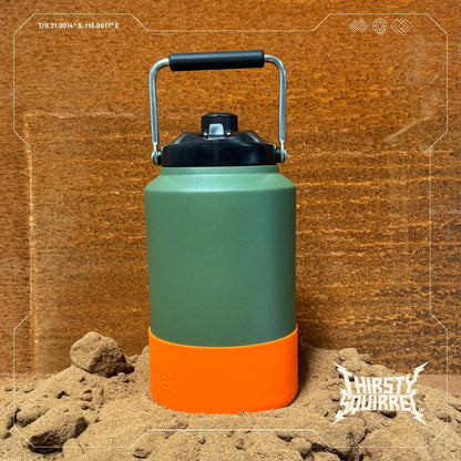 Thirsty Squirrel Water Bottle Green-Orange 3.8L