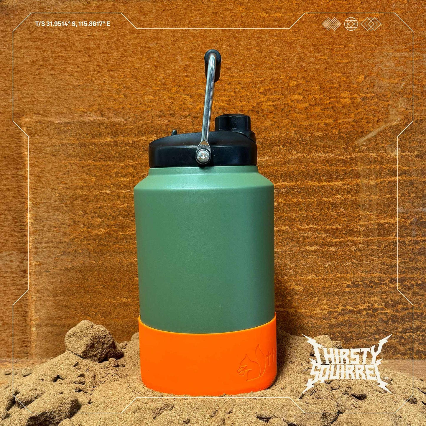 Thirsty Squirrel Water Bottle Green-Orange 3.8L