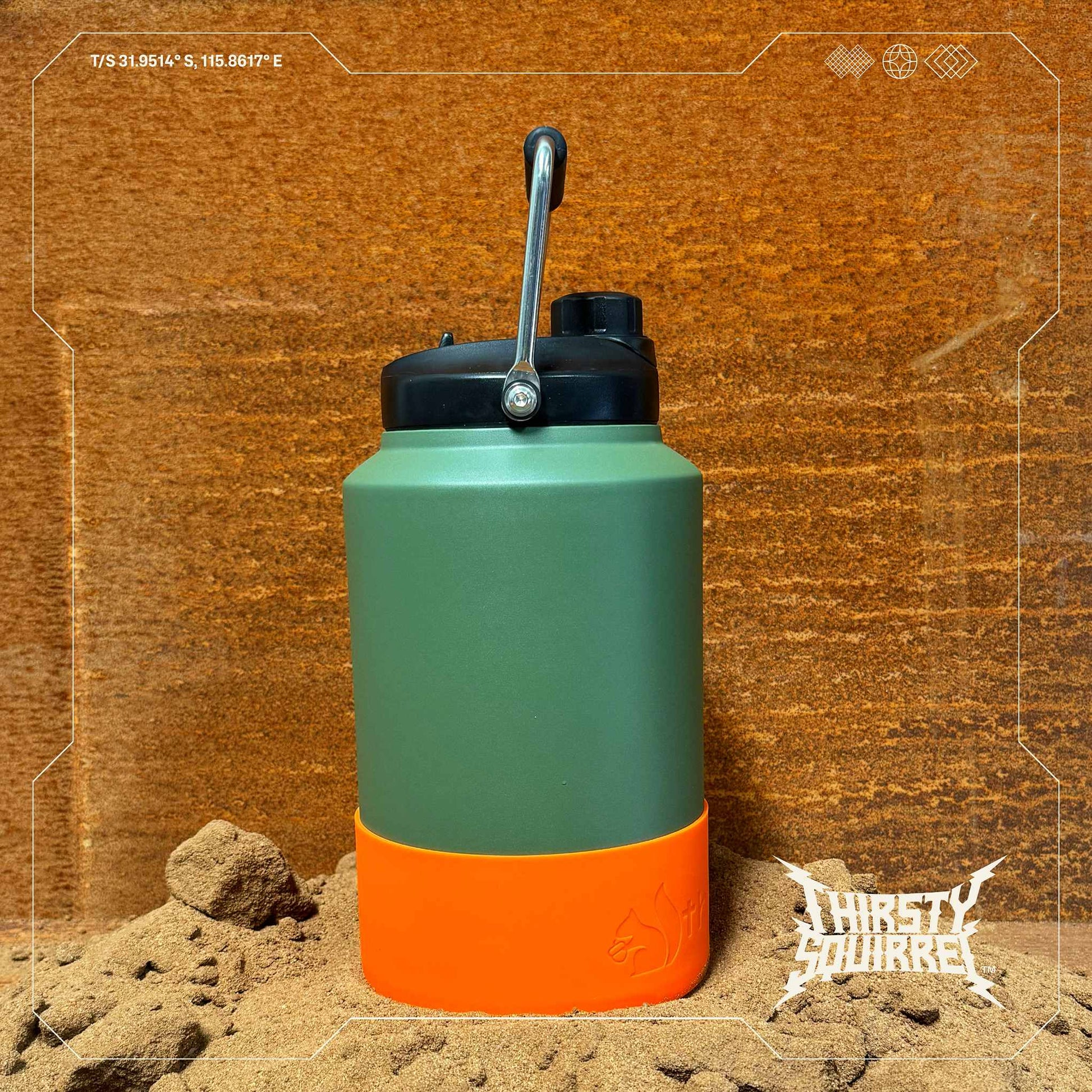 Thirsty Squirrel Water Bottle Green-Orange 3.8L
