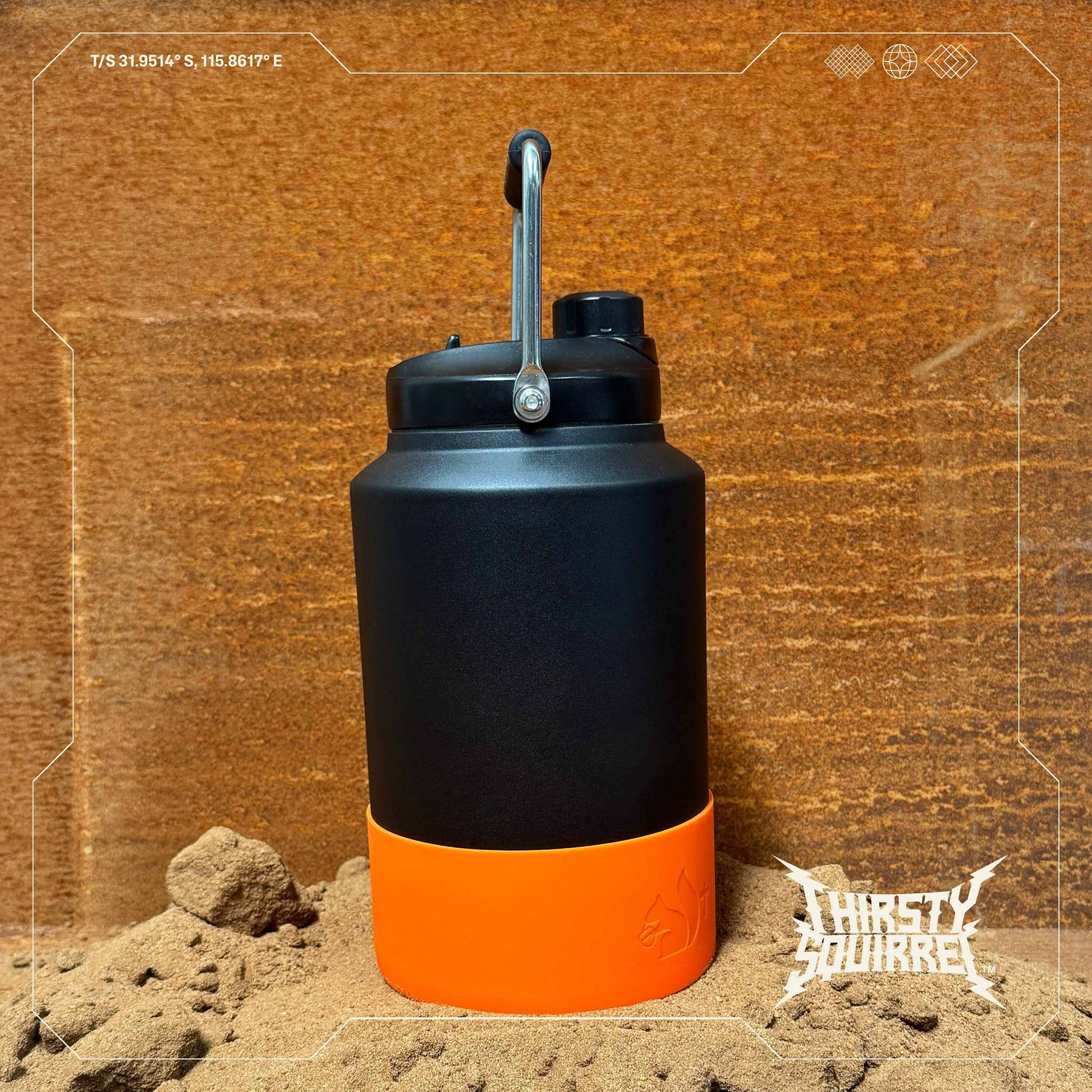 Thirsty Squirrel Water Bottle Black-Orange 3.8L