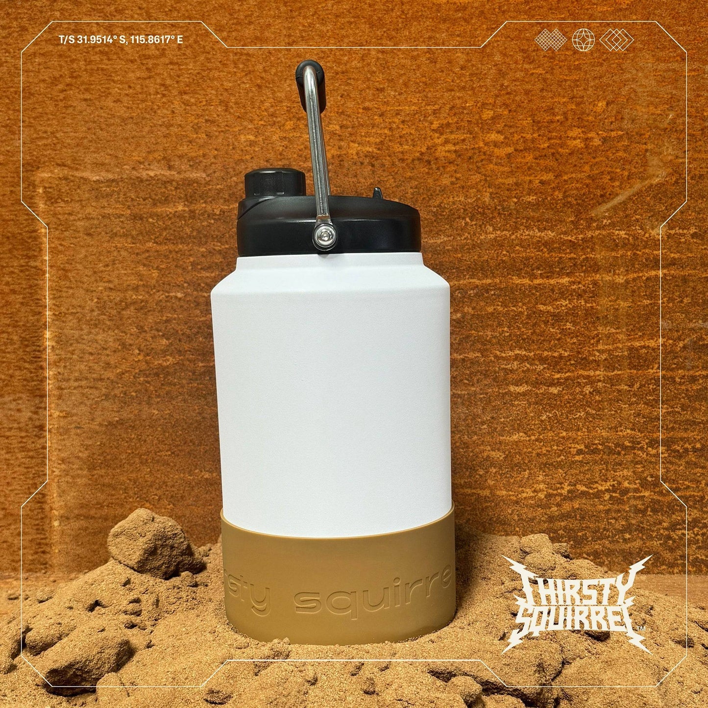 3.8L Large Water Bottle White & Brown – Thirsty Squirrel