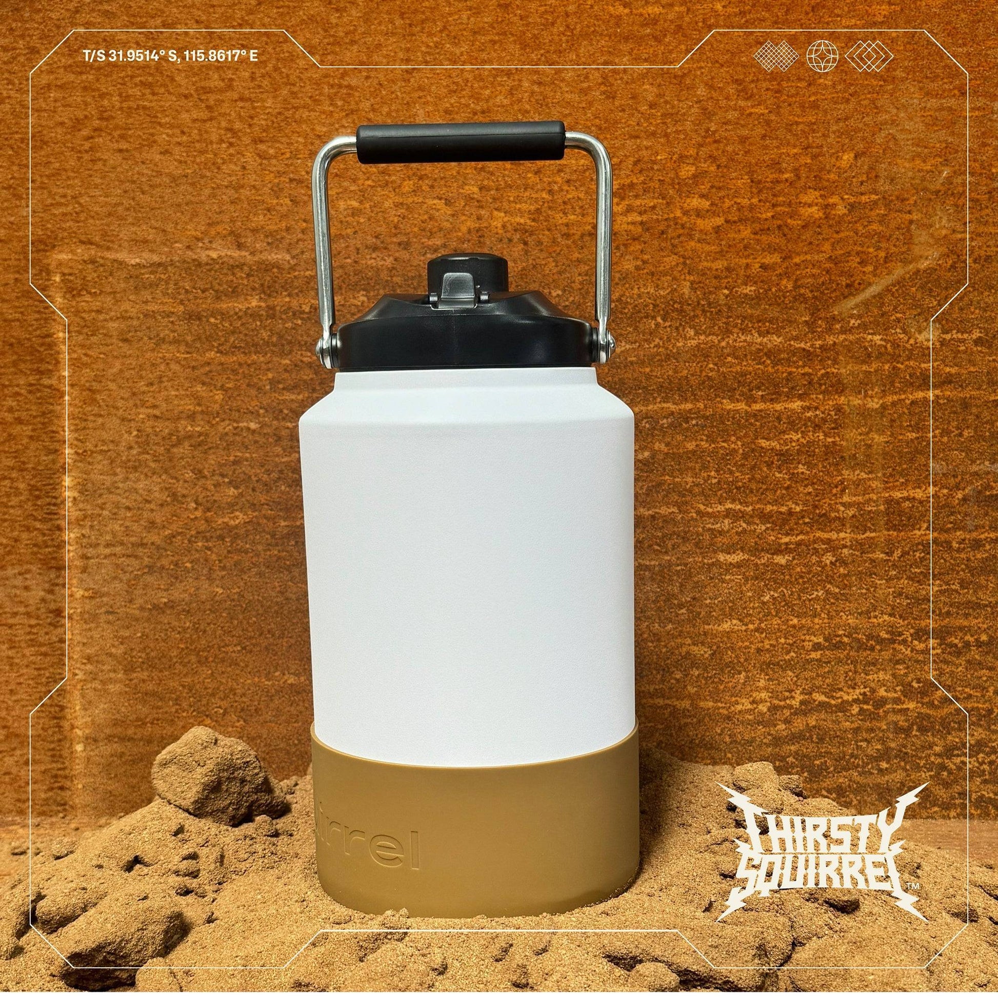3.8L Large Water Bottle White & Brown – Thirsty Squirrel