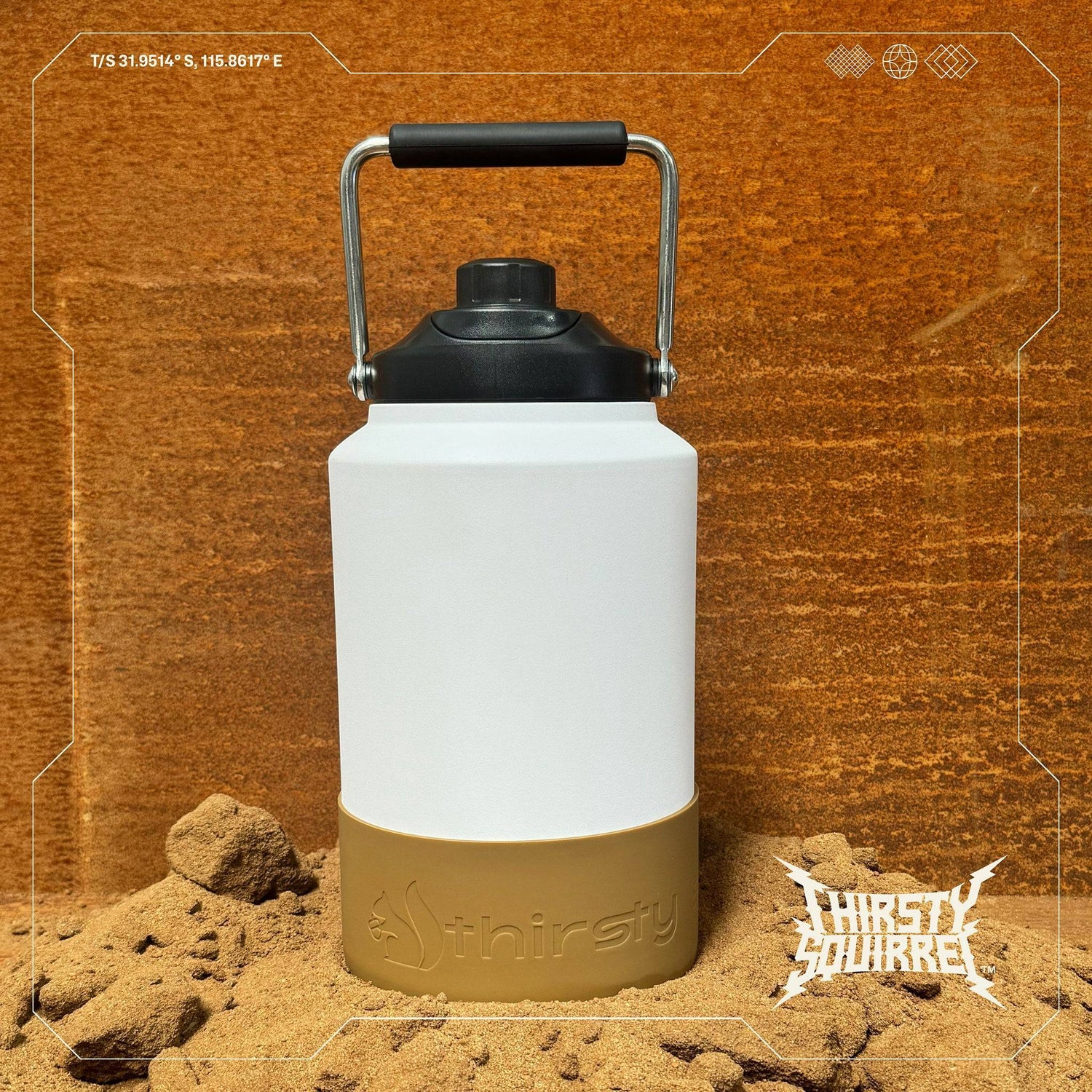 3.8L Large Water Bottle White & Brown – Thirsty Squirrel