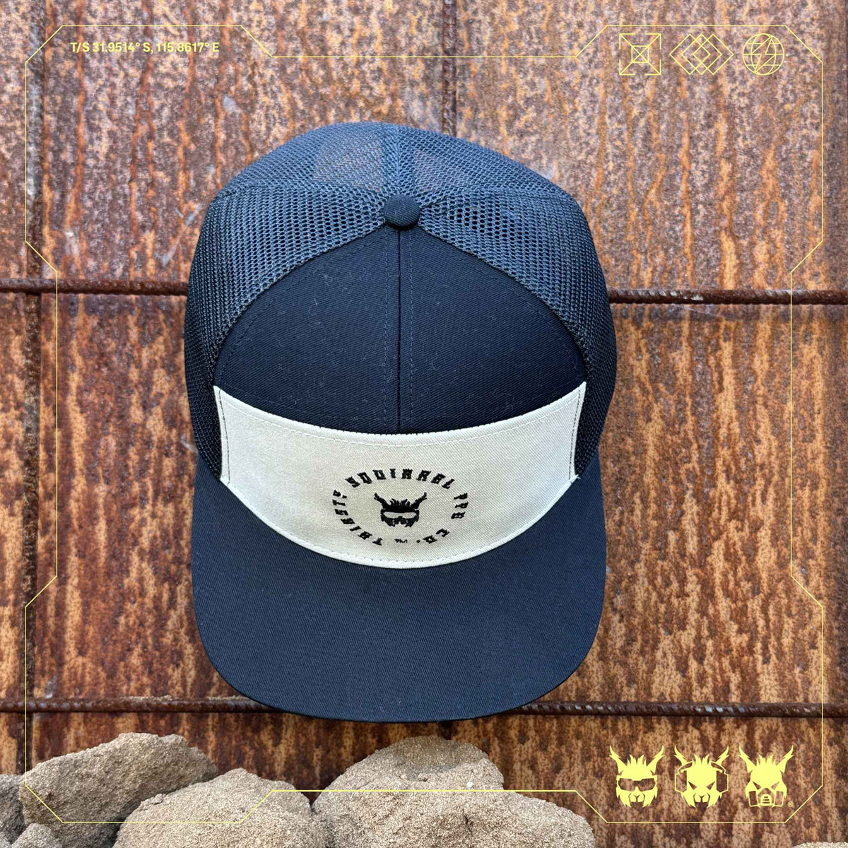 Thirsty Squirrel Black and white Snapback Cap