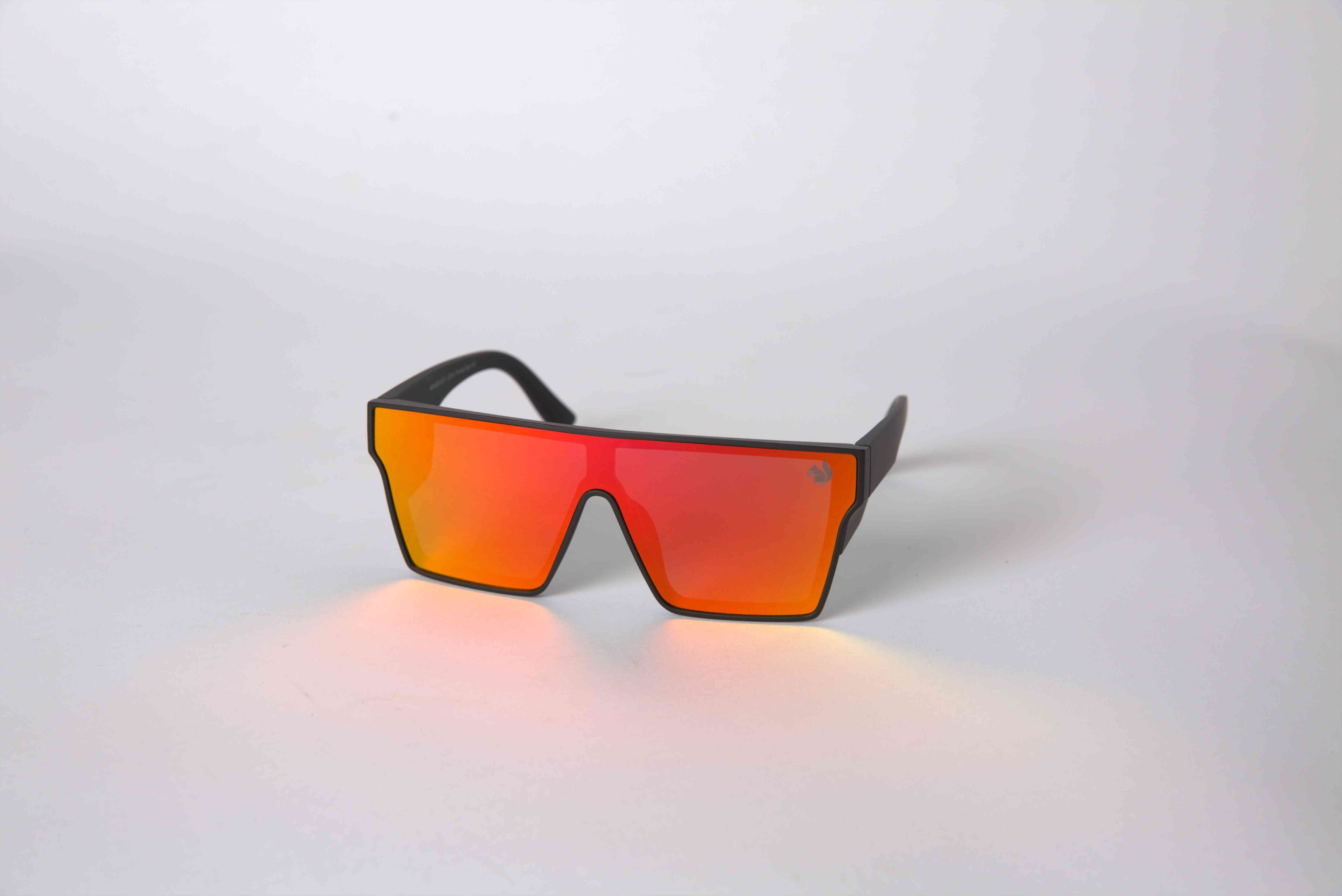 Safety Glasses - Orange Tint Matte Black Edge Frame.