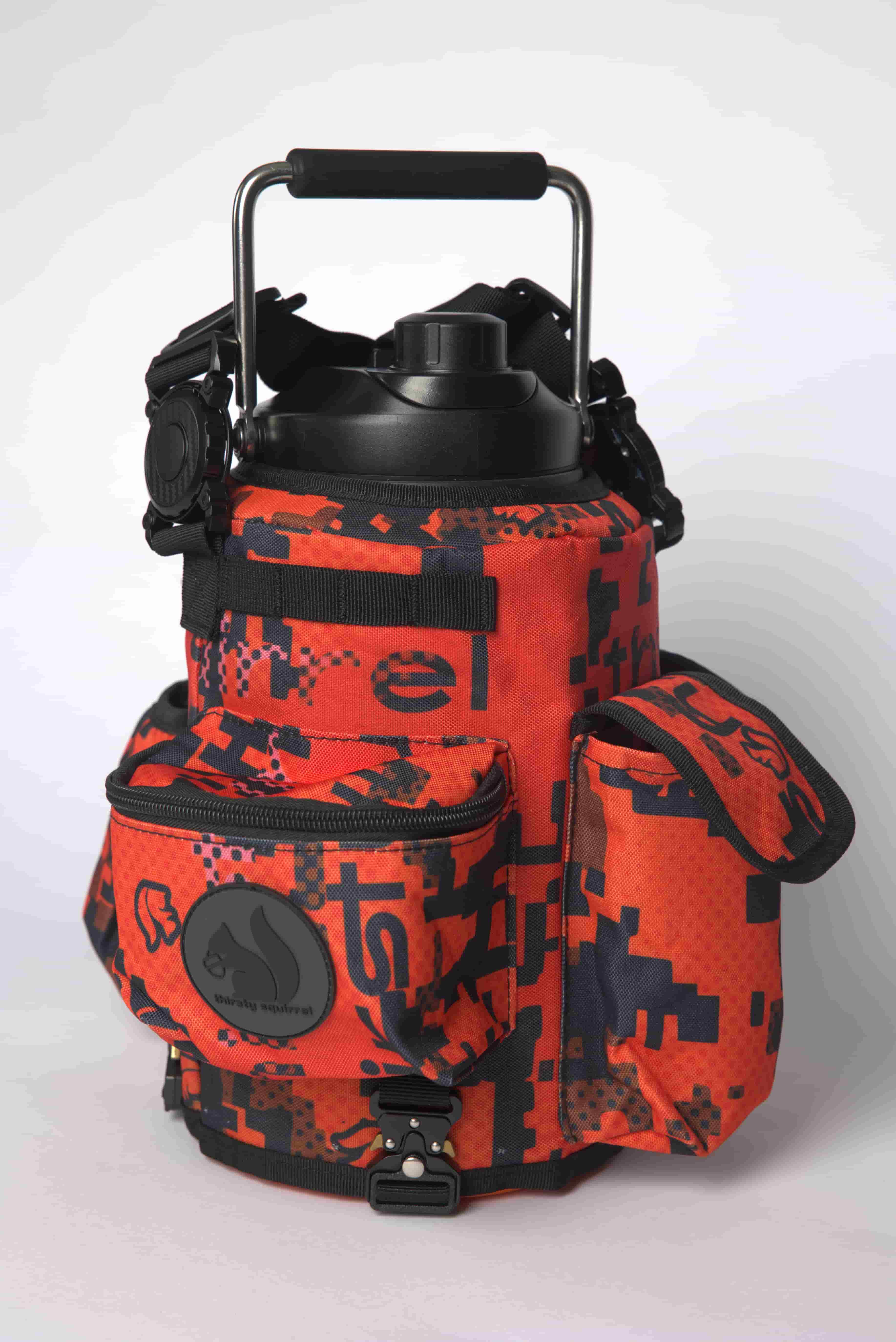 Thirsty Squirrel OG water Bottle Cover- Camo Orange